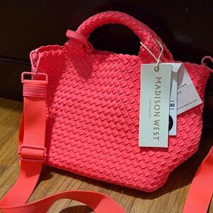 Madison West Vibrant Pink Woven Crossbody Bag